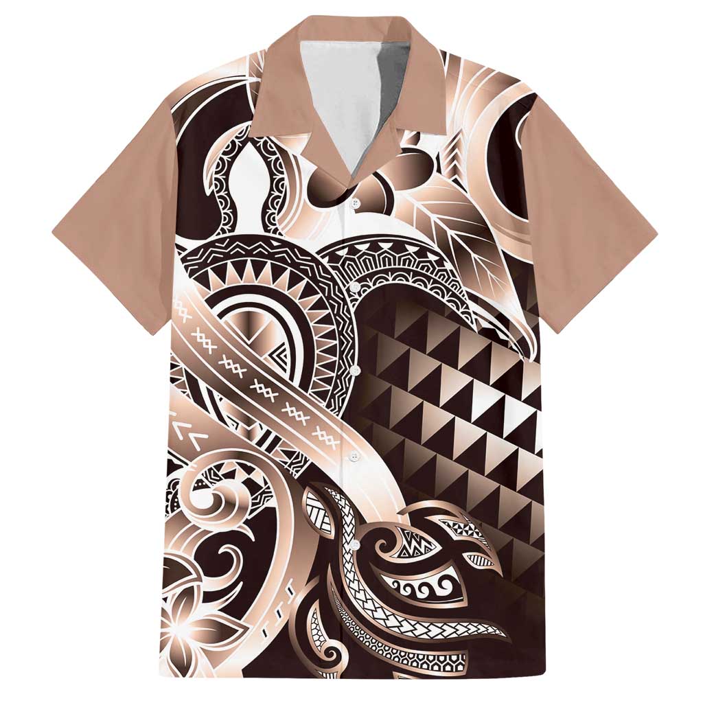Aloha Mocha Mousse Tribal Honu Tattoo Family Matching Puletasi and Hawaiian Shirt