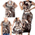 Aloha Mocha Mousse Tribal Honu Tattoo Family Matching Short Sleeve Bodycon Dress and Hawaiian Shirt