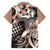 Aloha Mocha Mousse Tribal Honu Tattoo Family Matching Short Sleeve Bodycon Dress and Hawaiian Shirt