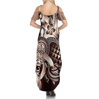 Aloha Mocha Mousse Tribal Honu Tattoo Family Matching Summer Maxi Dress and Hawaiian Shirt