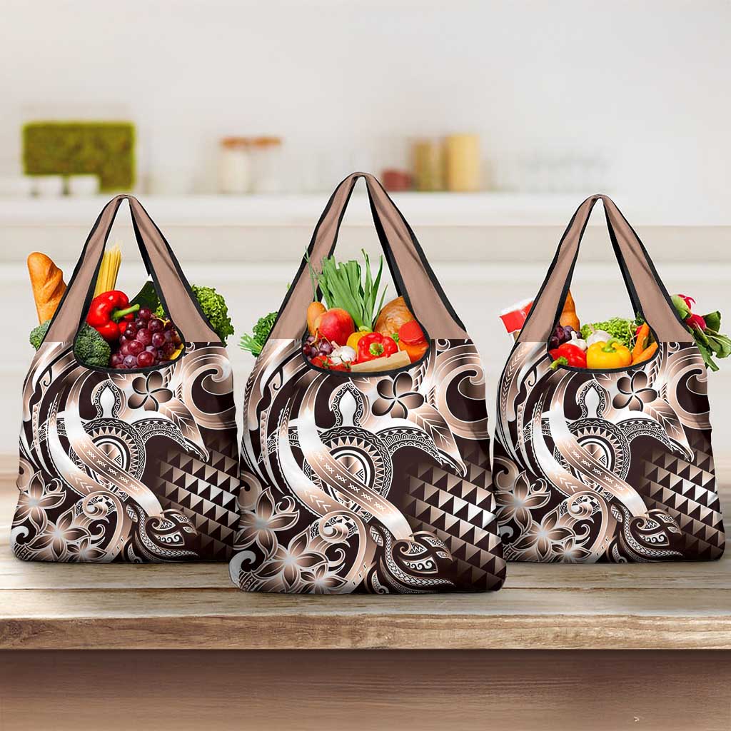 Aloha Mocha Mousse Tribal Honu Tattoo Grocery Bag