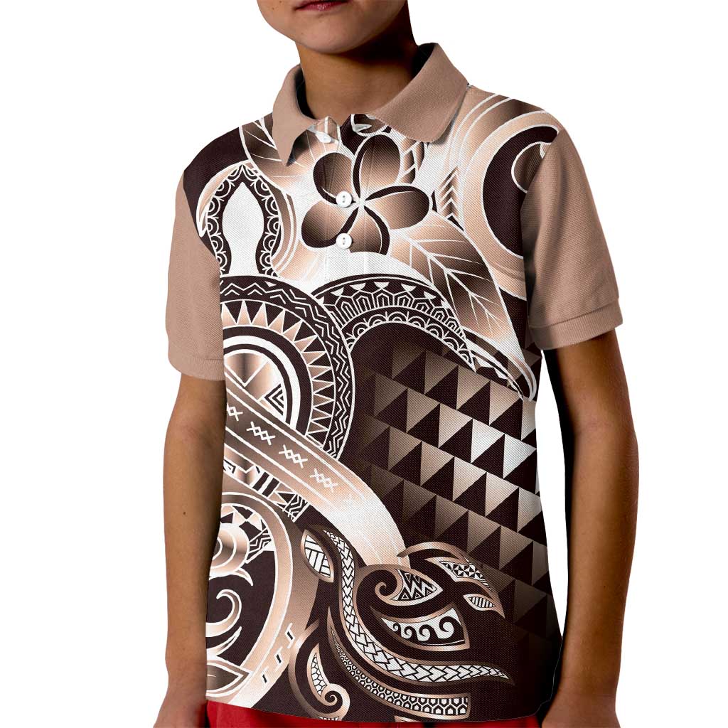 Aloha Mocha Mousse Tribal Honu Tattoo Kid Polo Shirt