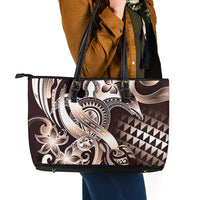 Aloha Mocha Mousse Tribal Honu Tattoo Leather Tote Bag LT9 - Polynesian Pride