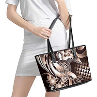 Aloha Mocha Mousse Tribal Honu Tattoo Leather Tote Bag LT9 - Polynesian Pride