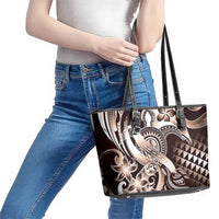 Aloha Mocha Mousse Tribal Honu Tattoo Leather Tote Bag LT9 - Polynesian Pride
