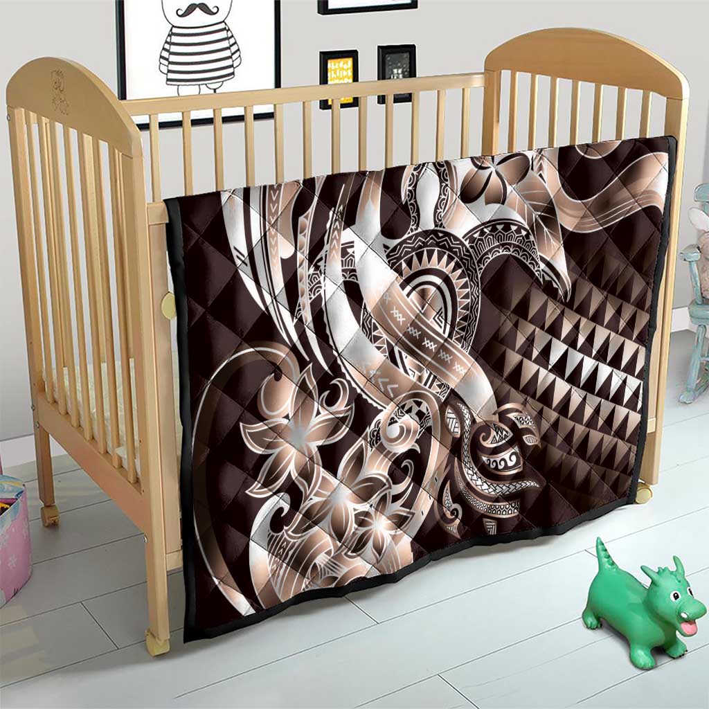 Aloha Mocha Mousse Tribal Honu Tattoo Quilt