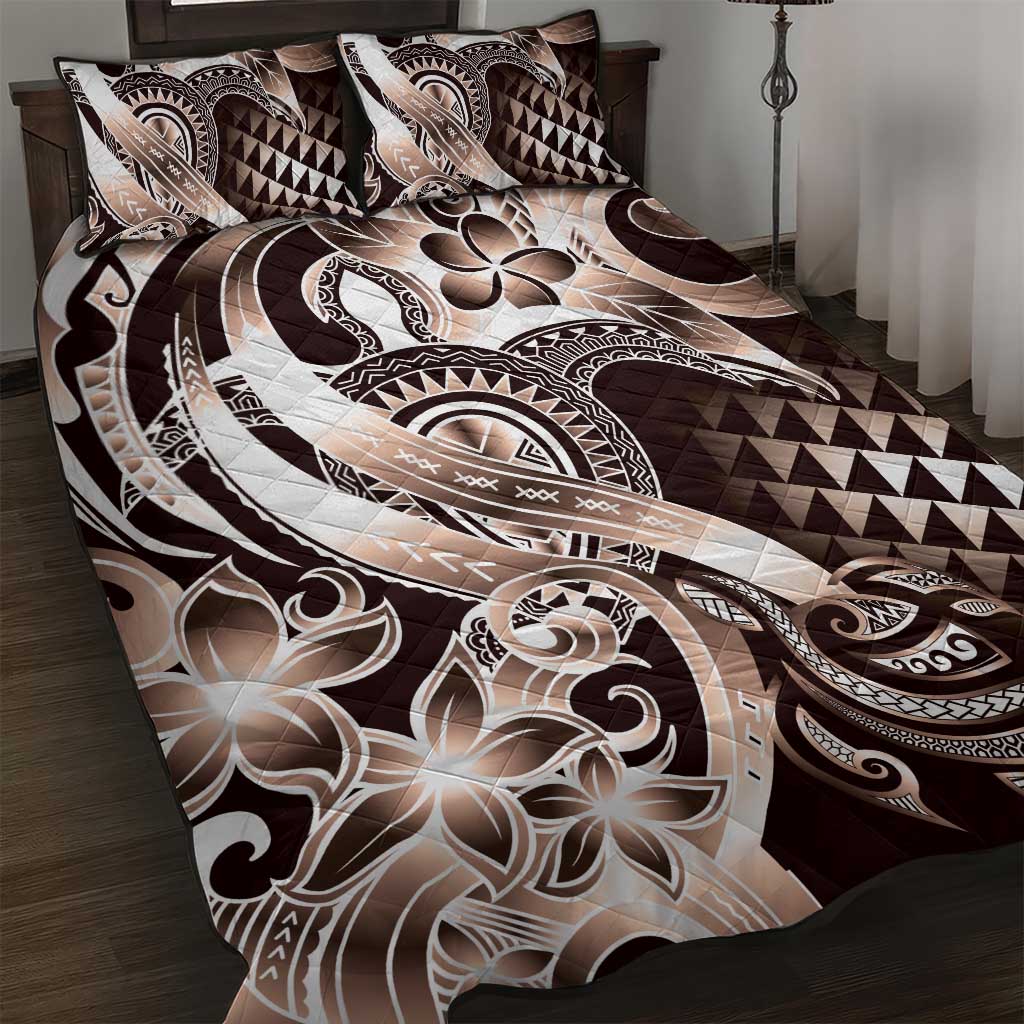 Aloha Mocha Mousse Tribal Honu Tattoo Quilt Bed Set LT9 Mocha Mousse - Polynesian Pride