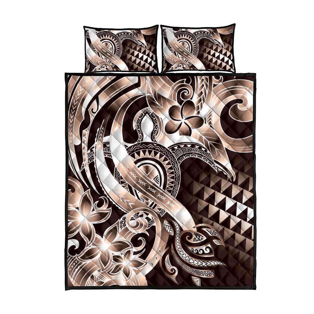 Aloha Mocha Mousse Tribal Honu Tattoo Quilt Bed Set LT9 - Polynesian Pride