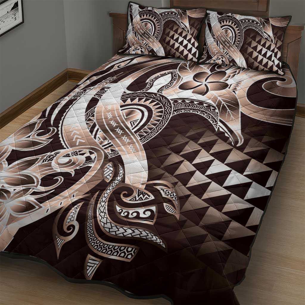 Aloha Mocha Mousse Tribal Honu Tattoo Quilt Bed Set LT9 - Polynesian Pride