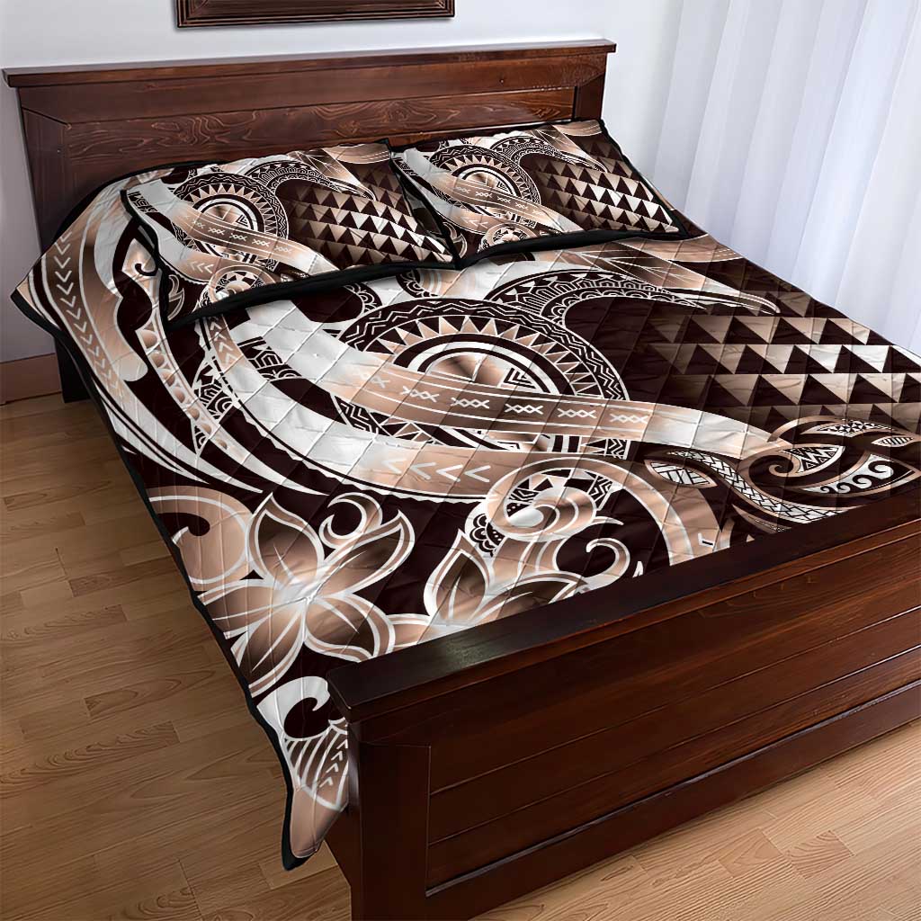 Aloha Mocha Mousse Tribal Honu Tattoo Quilt Bed Set LT9 - Polynesian Pride