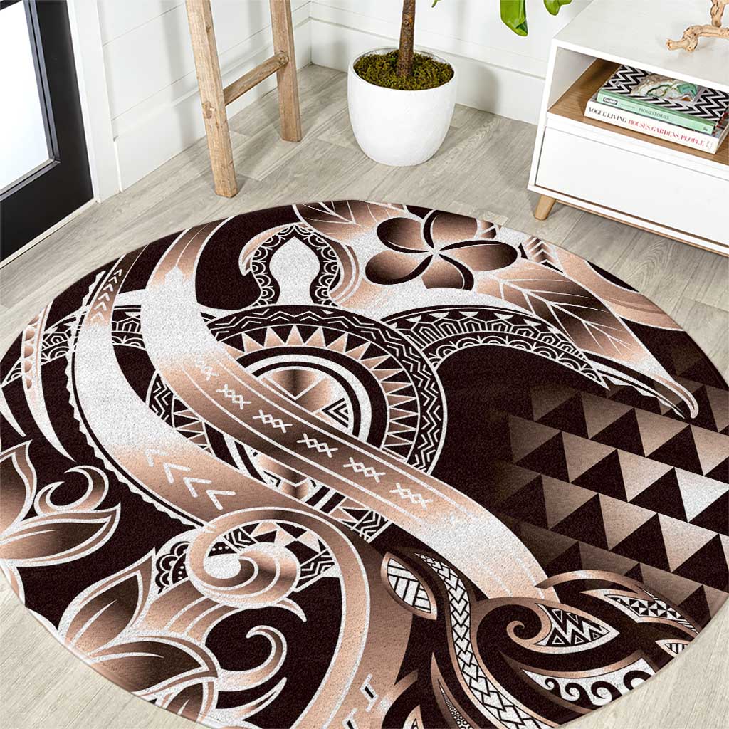 Aloha Mocha Mousse Tribal Honu Tattoo Round Carpet