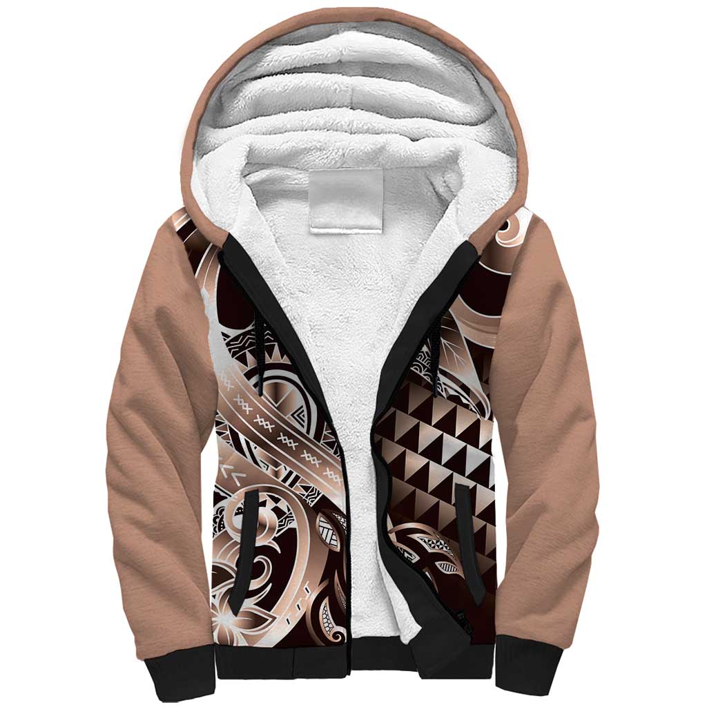 Aloha Mocha Mousse Tribal Honu Tattoo Sherpa Hoodie LT9 Unisex Mocha Mousse - Polynesian Pride