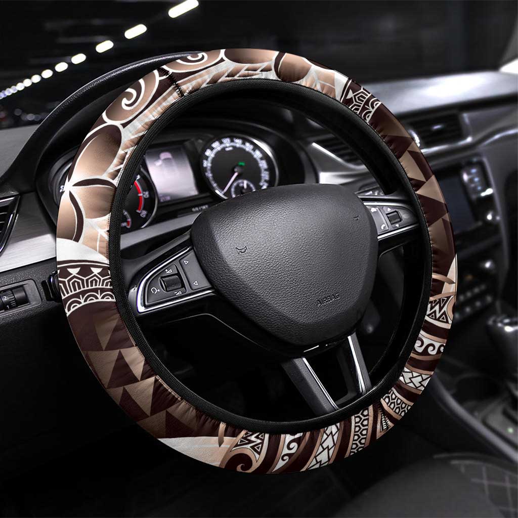 Aloha Mocha Mousse Tribal Honu Tattoo Steering Wheel Cover LT9 Universal Fit Mocha Mousse - Polynesian Pride