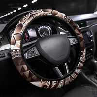 Aloha Mocha Mousse Tribal Honu Tattoo Steering Wheel Cover LT9 Universal Fit Mocha Mousse - Polynesian Pride