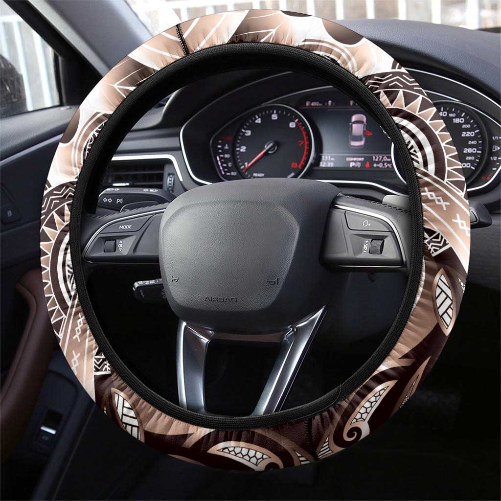 Aloha Mocha Mousse Tribal Honu Tattoo Steering Wheel Cover LT9 - Polynesian Pride