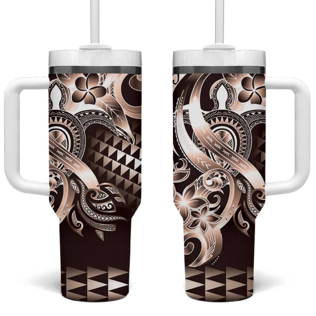 Aloha Mocha Mousse Tribal Honu Tattoo Tumbler With Handle LT9 One Size: 40 oz Mocha Mousse - Polynesian Pride