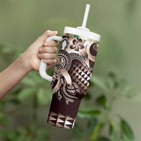 Aloha Mocha Mousse Tribal Honu Tattoo Tumbler With Handle LT9 - Polynesian Pride