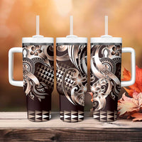 Aloha Mocha Mousse Tribal Honu Tattoo Tumbler With Handle LT9 - Polynesian Pride