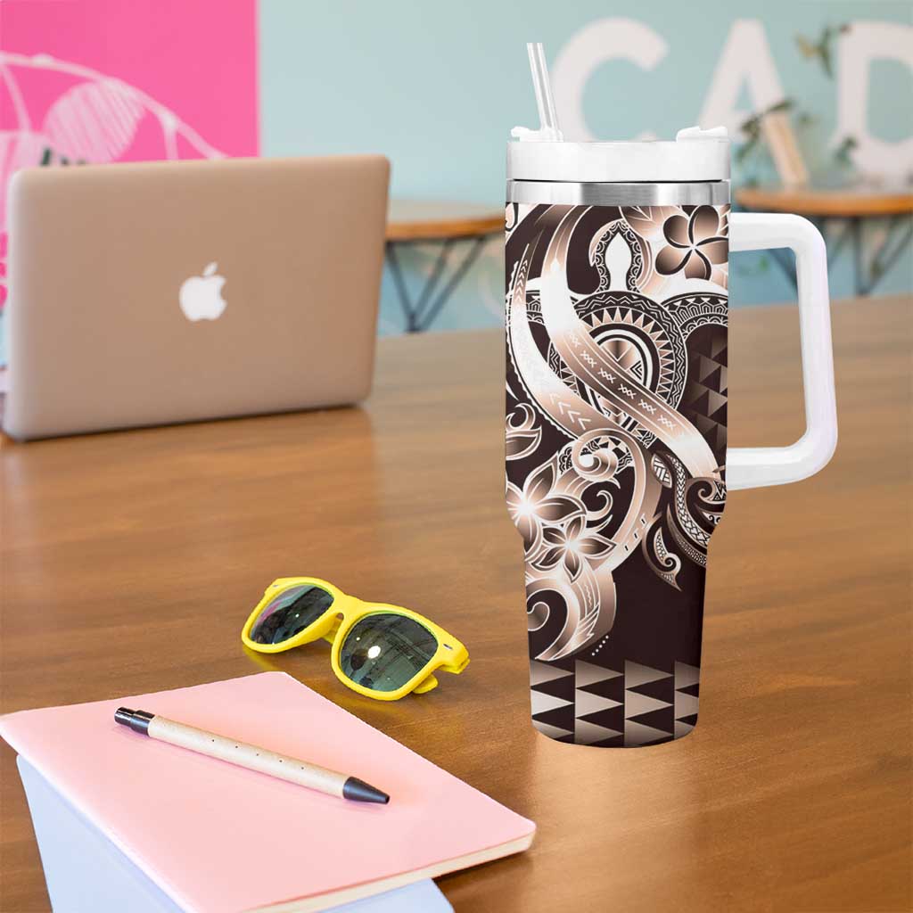 Aloha Mocha Mousse Tribal Honu Tattoo Tumbler With Handle LT9 - Polynesian Pride