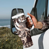 Aloha Mocha Mousse Tribal Honu Tattoo Tumbler With Handle LT9 - Polynesian Pride