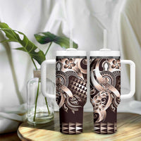 Aloha Mocha Mousse Tribal Honu Tattoo Tumbler With Handle LT9 - Polynesian Pride