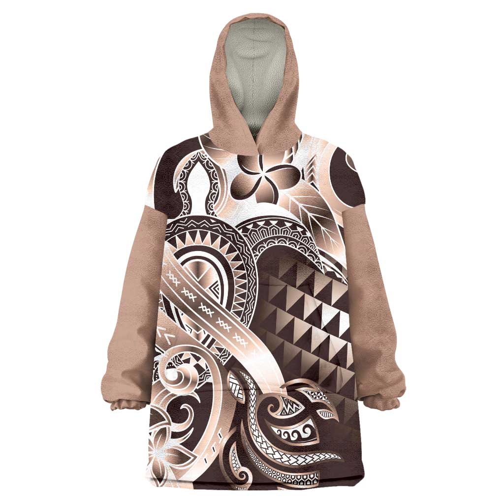 Aloha Mocha Mousse Tribal Honu Tattoo Wearable Blanket Hoodie LT9 One Size Mocha Mousse - Polynesian Pride