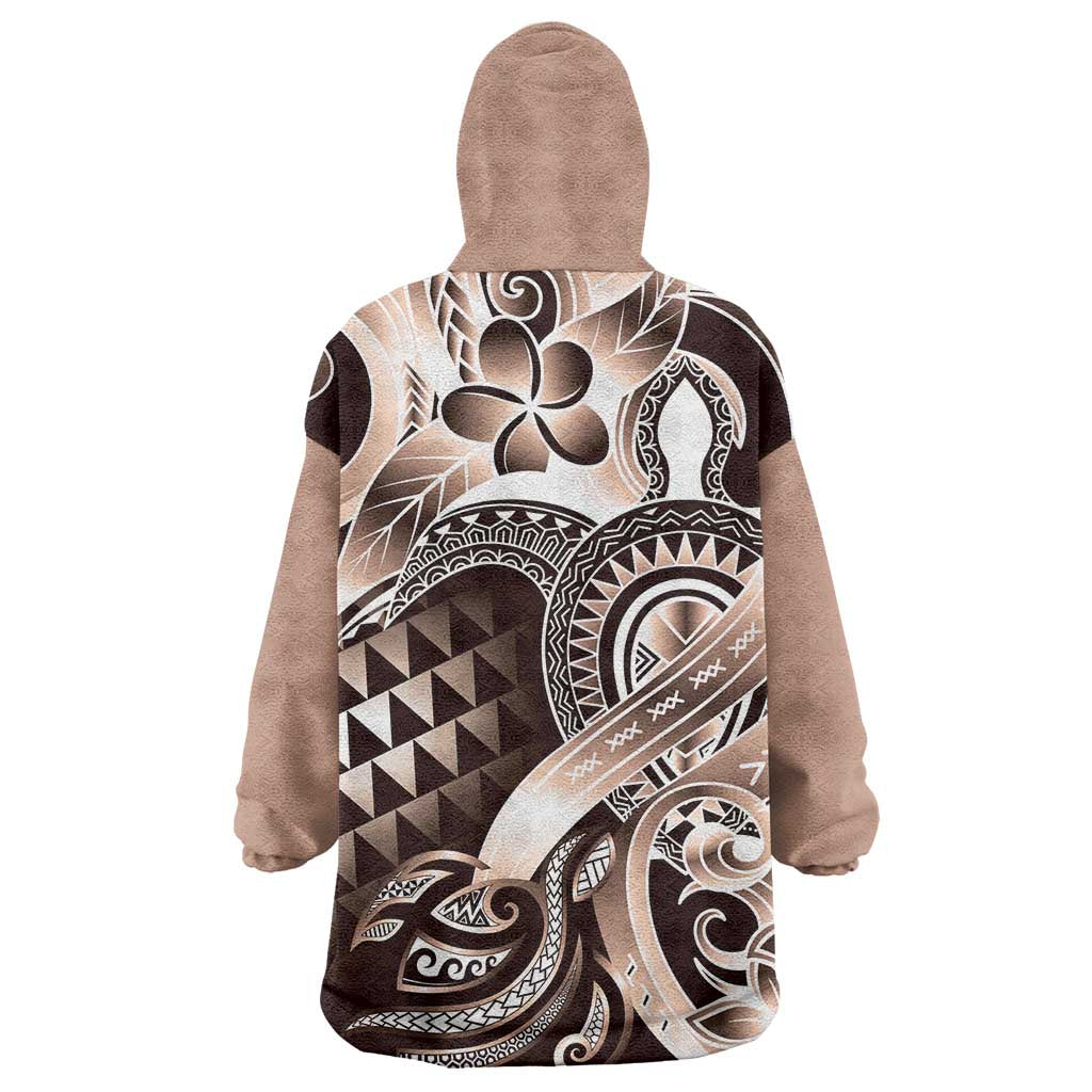 Aloha Mocha Mousse Tribal Honu Tattoo Wearable Blanket Hoodie LT9 - Polynesian Pride