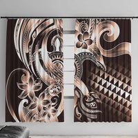 Aloha Mocha Mousse Tribal Honu Tattoo Window Curtain LT9 With Hooks Mocha Mousse - Polynesian Pride