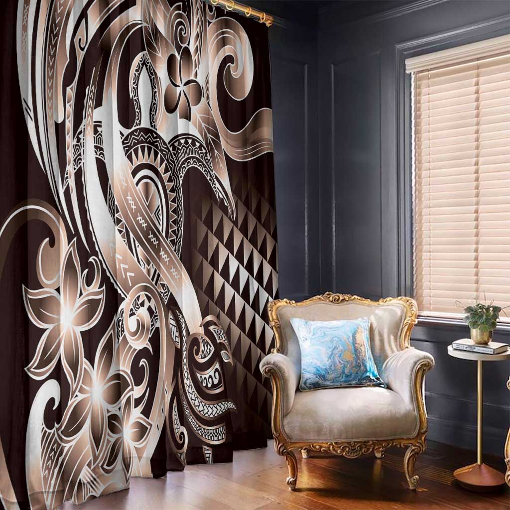 Aloha Mocha Mousse Tribal Honu Tattoo Window Curtain LT9 - Polynesian Pride