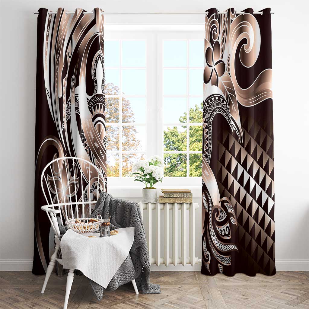 Aloha Mocha Mousse Tribal Honu Tattoo Window Curtain LT9 - Polynesian Pride