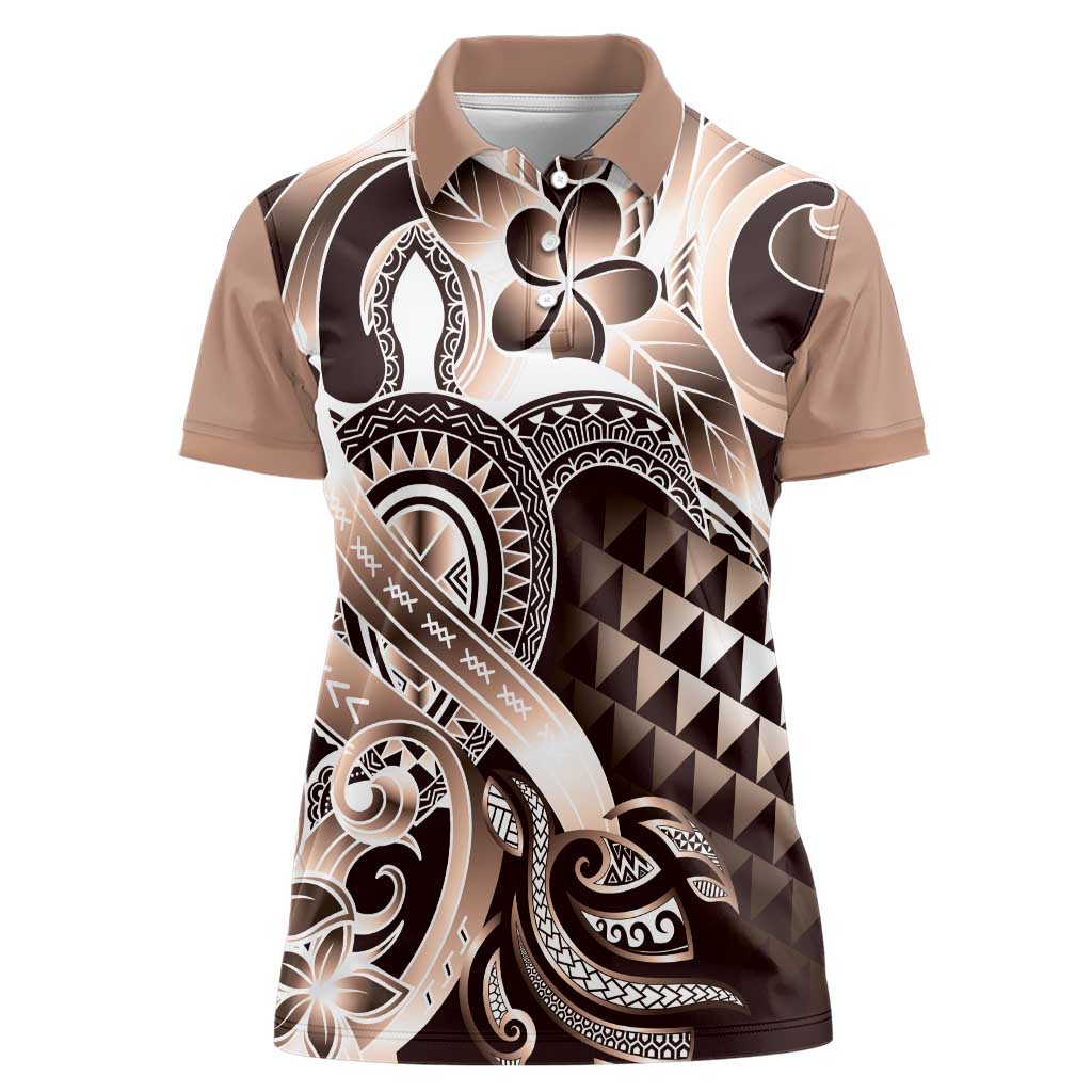 Aloha Mocha Mousse Tribal Honu Tattoo Women Polo Shirt
