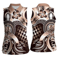 Aloha Mocha Mousse Tribal Honu Tattoo Women Sleeveless Polo Shirt