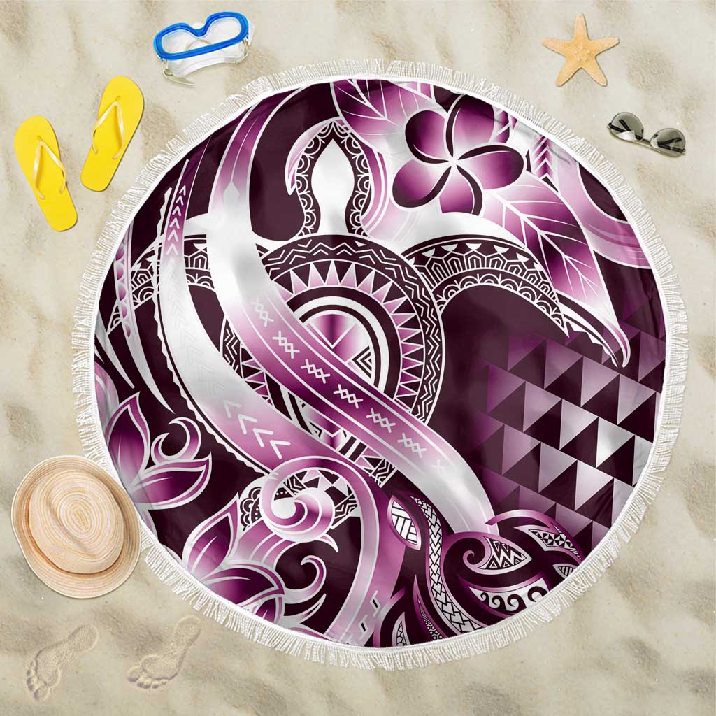 Aloha Pink Tribal Honu Tattoo Beach Blanket LT9 One Size 150cm Pink - Polynesian Pride