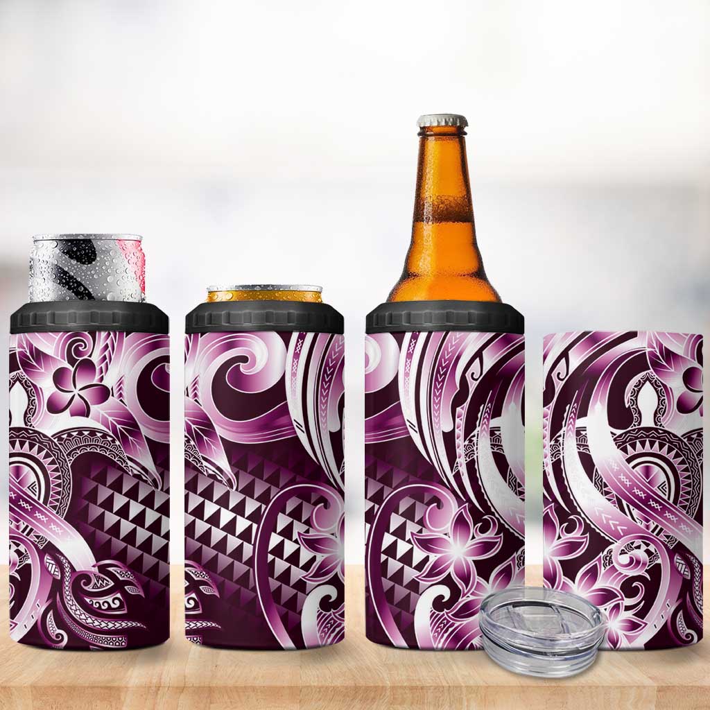 Aloha Pink Tribal Honu Tattoo 4 in 1 Can Cooler Tumbler LT9 - Polynesian Pride