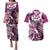 Aloha Pink Tribal Honu Tattoo Couples Matching Puletasi and Hawaiian Shirt