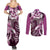 Aloha Pink Tribal Honu Tattoo Couples Matching Summer Maxi Dress and Long Sleeve Button Shirt