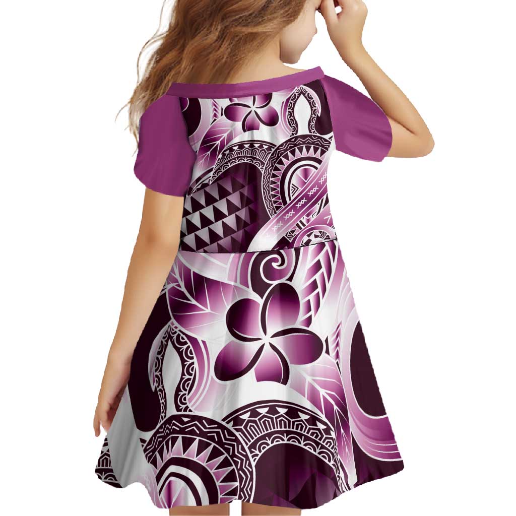 Aloha Pink Tribal Honu Tattoo Family Matching Long Sleeve Bodycon Dress and Hawaiian Shirt