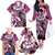 Aloha Pink Tribal Honu Tattoo Family Matching Off The Shoulder Long Sleeve Dress and Hawaiian Shirt