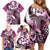 Aloha Pink Tribal Honu Tattoo Family Matching Off Shoulder Short Dress and Hawaiian Shirt