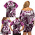 Aloha Pink Tribal Honu Tattoo Family Matching Off Shoulder Short Dress and Hawaiian Shirt