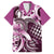 Aloha Pink Tribal Honu Tattoo Family Matching Off Shoulder Short Dress and Hawaiian Shirt