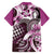 Aloha Pink Tribal Honu Tattoo Family Matching Off Shoulder Short Dress and Hawaiian Shirt