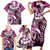 Aloha Pink Tribal Honu Tattoo Family Matching Short Sleeve Bodycon Dress and Hawaiian Shirt