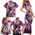 Aloha Pink Tribal Honu Tattoo Family Matching Short Sleeve Bodycon Dress and Hawaiian Shirt