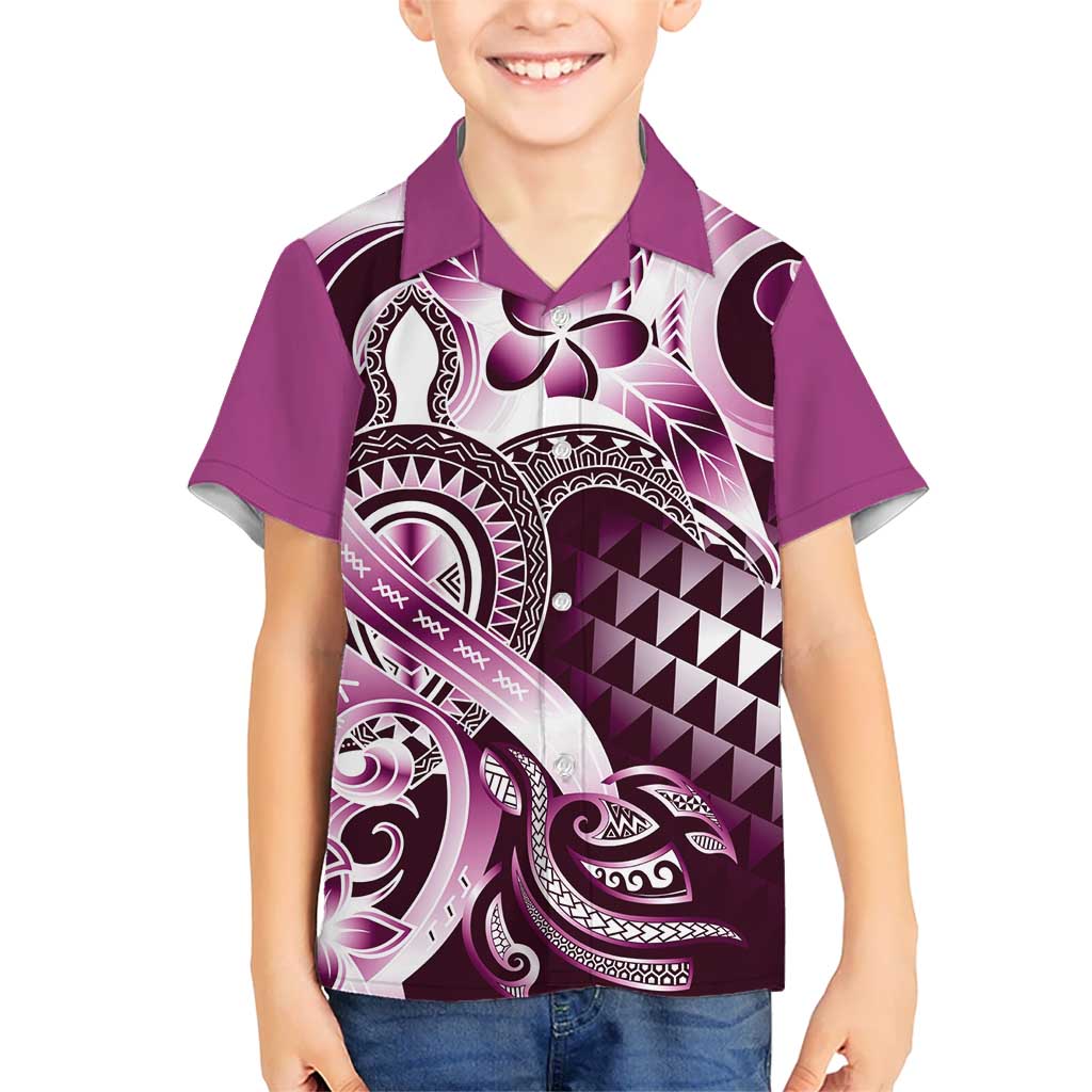 Aloha Pink Tribal Honu Tattoo Kid Hawaiian Shirt