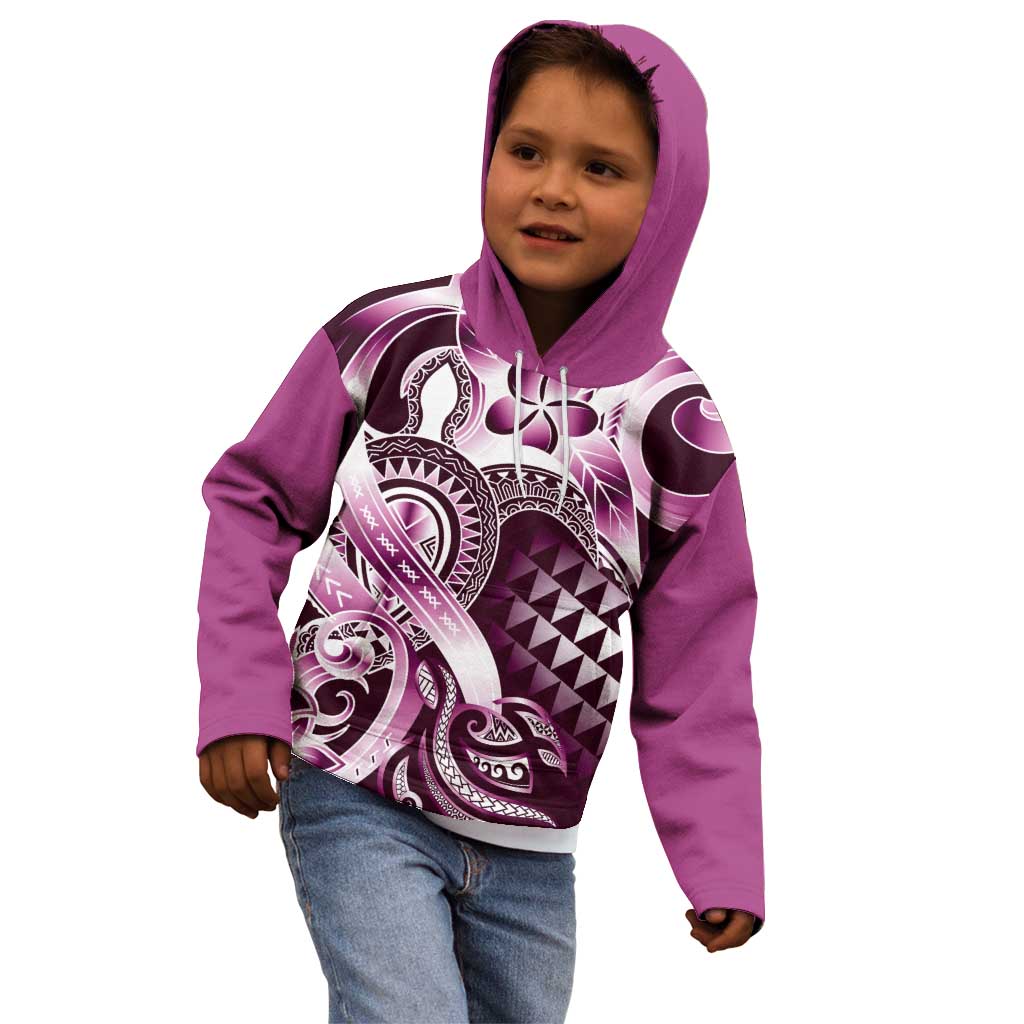 Aloha Pink Tribal Honu Tattoo Kid Hoodie