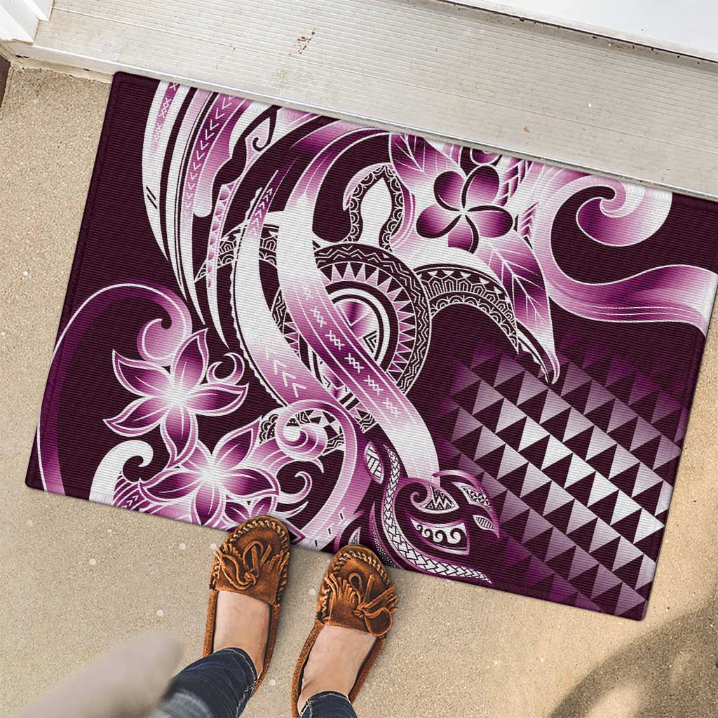 Aloha Pink Tribal Honu Tattoo Rubber Doormat LT9 - Polynesian Pride