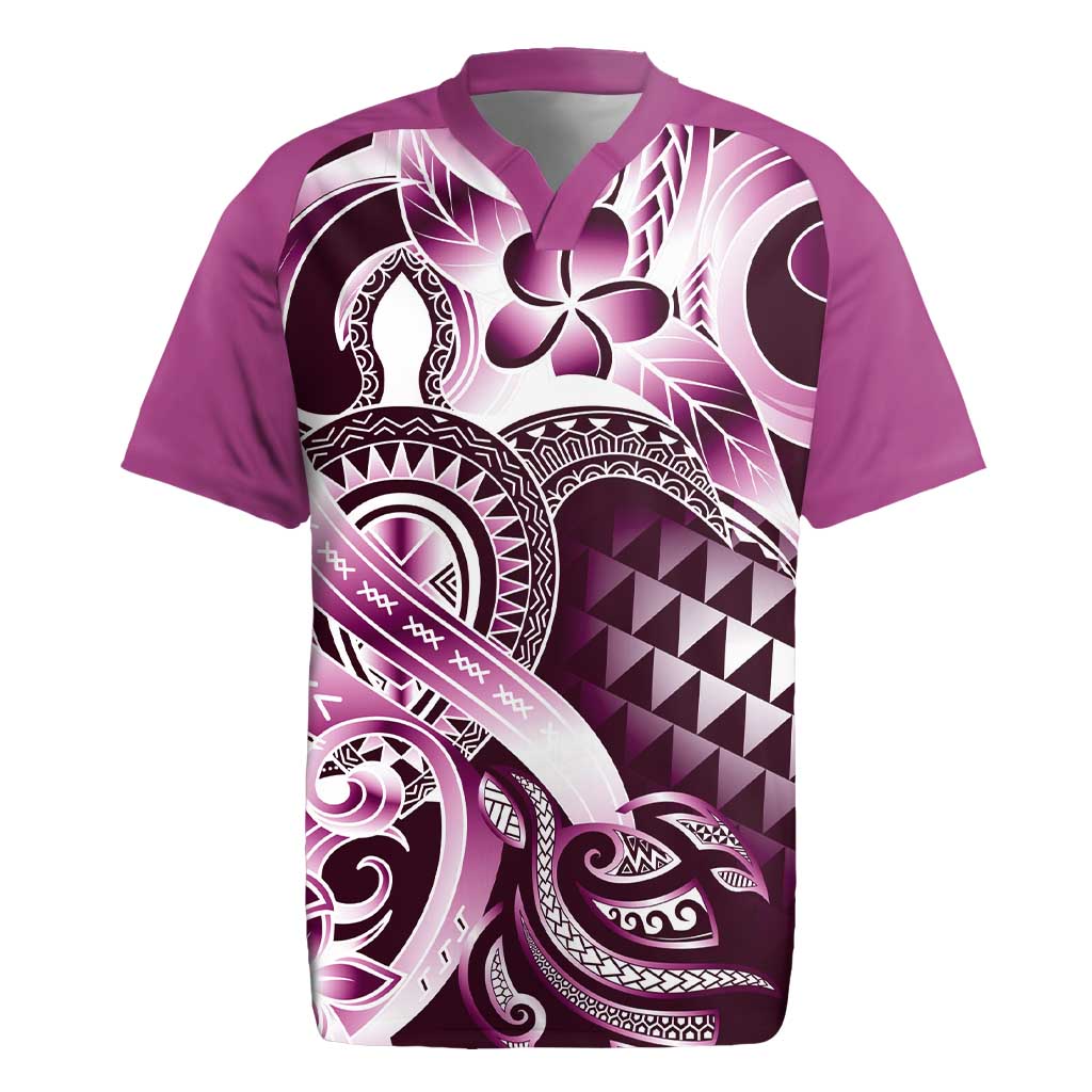 Aloha Pink Tribal Honu Tattoo Rugby Jersey LT9 Pink - Polynesian Pride
