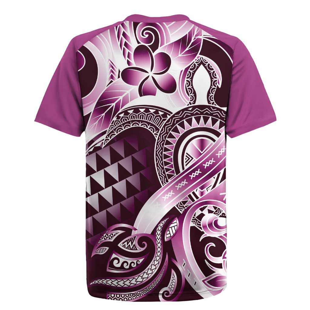 Aloha Pink Tribal Honu Tattoo Rugby Jersey LT9 - Polynesian Pride