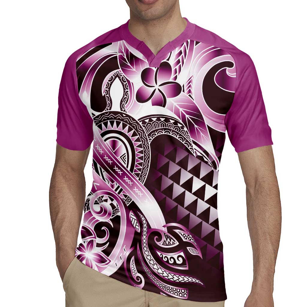 Aloha Pink Tribal Honu Tattoo Rugby Jersey LT9 - Polynesian Pride